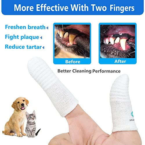 Pet Toothbrush for Small to Large Dogs Cats,Soft High Grade Finger Toothbrush,Teeth Oral Cleaning,Dental Care, 1 Set for Two Fingers White (6)
