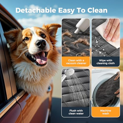 Dog Car Seat Cover for Back Seat, Hard Bottom Back Seat Extender for Dogs - Supports 400lbs, 2026 New Waterproof, Scratch Resistant, Anti Slip Portable Dog Hammock,Suitable for Cars Grey