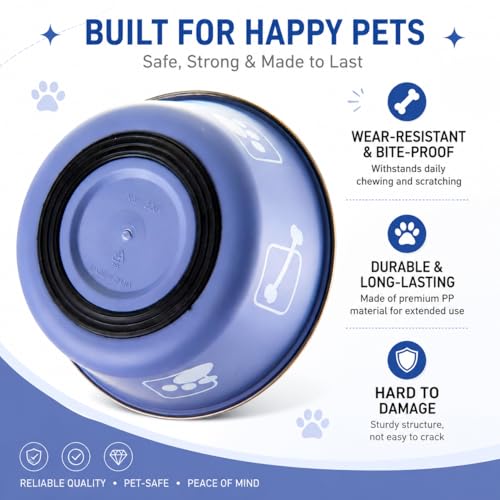 2-Pack Dog Bowls, Stainless Steel Pet Bowls, Thickened Rust-Proof Inner Bowl, Non-Slip Rubber Base, 2-in-1 Food & Water Bowl for Indoor Use (Black + Purple) (Black + Purple, L) - size: L