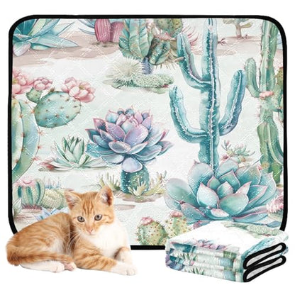 Qilmy Cactus Pet Mat, Waterproof Reusable Dog Training Pad Anti-Slip Pet Creat Pad for Small Medium Large Dogs and Cats - size: Smallx3