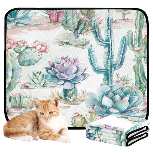 Qilmy Cactus Pet Mat, Waterproof Reusable Dog Training Pad Anti-Slip Pet Creat Pad for Small Medium Large Dogs and Cats - size: Smallx3
