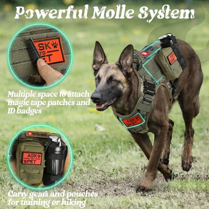 rabbitgoo Tactical Dog Harness Medium Sized, Heavy Duty Pet Harness with Handle, No-Pull Service Vest Medium Breed, Adjustable Military Dog Vest for Training Hunting Walking, Green Camo, M - color: Green Camo, size: Medium