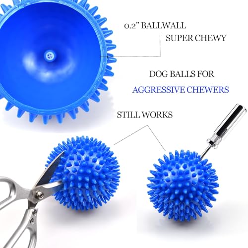 Dog Balls 4.5” Squeaky Dog Toys Spikey Ball for Aggressive Chewers Heavy Duty Teething Large Medium Durable Dogs Balls (4 Pack) - size: 4.5 Set of 4