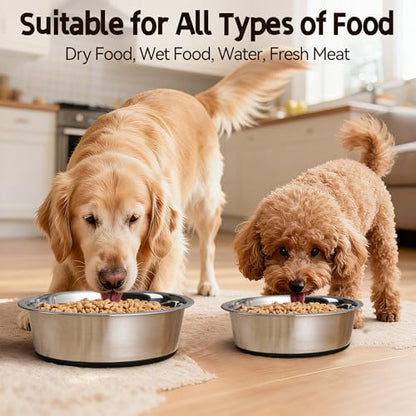 Stainless Steel Dog Bowls, Non Slip Dog Metal Bowls, 2 Pack Food and Water Pet Feeders Heavy Duty Dishwasher Safe (88oz, 11cup) - size: XL-88oz,11cup