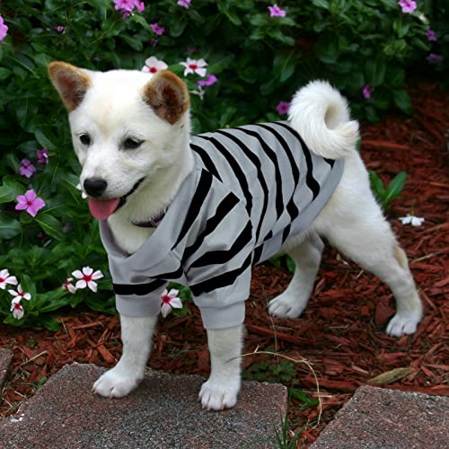 Pet Dog Striped T-Shirt Dogs Cats Cotton Vest Spring Summer Pet Apparel Tee Shirt Suitable for Small and Medium Large Pets French Bulldog Bichon - color: Grey, size: X-Small