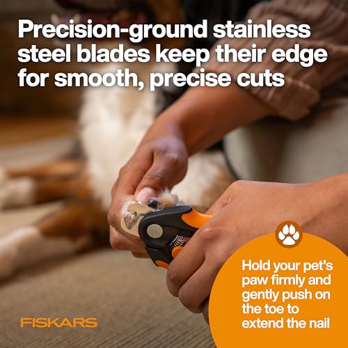 Fiskars Pet Large Nail Clippers, Cat and Dog Nail Trimmers for Grooming, Pet Supplies with Semi-Circular Blade & SoftGrip Handle with Safety Lock, 5.75”, Orange/Black - size: Large