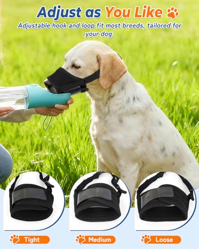 Soft Dog Muzzle for Anti Biting & Barking – Secure & Breathable Mesh Mouth Guard for Grooming, Vet Visits, and Walks - Fits Small, Medium, Large Sized Dogs (Black-S) - size: S