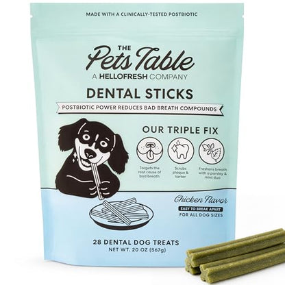 The Pets Table Dental Chews for Dogs 28 Sticks (20 oz), Chicken, Mint & Parsley | Dental Treats/Teeth Cleaning Chews | Removes Plaque and Tarter | Dental Sticks for Bad Breath Treatment | Dental Bones - size: 1.25 Pound (Pack of 1)