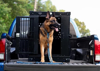K9 Kennel Boss Aluminum Collapsible Dog Crate, Heavy Duty Folding Kennel - Large (Black) - color: Black, size: 41.6"L x 29.7"W x 33.9"H
