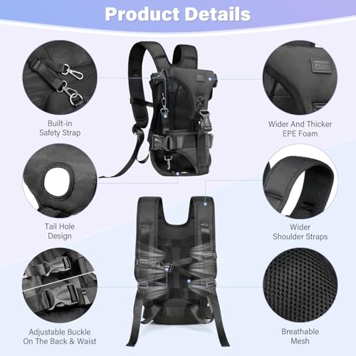 YUDODO Front Pet Carrier Backpack for Small Dogs, Secure and Breathable Mesh Travel Dog Carrier with Safety Belt, Ergonomic Support, Adjustable for Walking, Hiking (Black, M) - color: Black