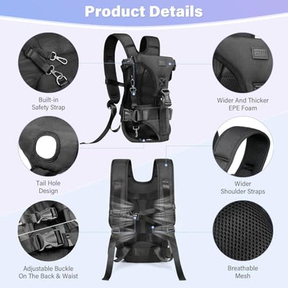 YUDODO Front Pet Carrier Backpack for Small Dogs, Secure and Breathable Mesh Travel Dog Carrier with Safety Belt, Ergonomic Support, Adjustable for Walking, Hiking (Black, M) - color: Black