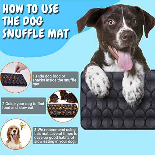 Silicone Snuffle Mat for Dogs Slow Feeder Lick Mat with Suction Cups Dogs Sniff Mat Dogs & Cats Entertainment Toys for Boredom(Black) - color: Black