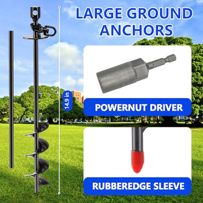 Heavy Duty Dog Tie Out Stake,14.8" Spiral Dog Stakes with Swivel Hook for Outside,Yard,Camping,Rust Proof Ground Anchor for Dogs Run Cable Leash Tether Chains,Small to Large Dogs Up to 200bs - size: No Cable