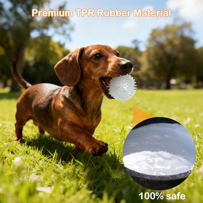 petizer 2.5 Inch 6 Pack Glowing Squeaky Ball for Dogs - Durable Rubber Spiky Balls for Small Dog, Bouncy Glow in the Dark Fetching Balls Indoors & Outdoors, Puppy Teething Chew & Training Toys - size: 2.5‘’