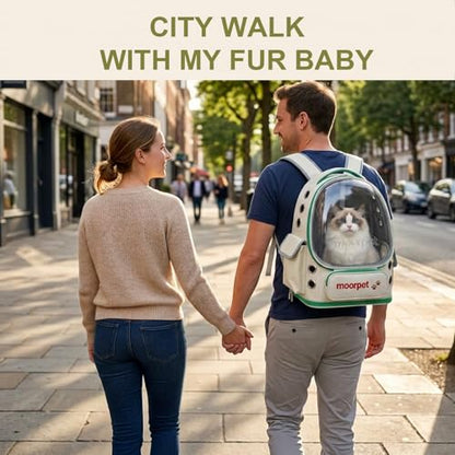 Cat Backpack Carrier, Transparent & Foldable Bubble Pet Backpack for Cats and Dogs, Breathable Kitten Carrier with Side Mesh and Pocket, Portable Travel Bag for Hiking, Walking, Vet (Purple) - color: Purple