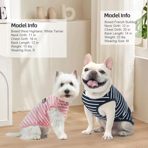 MIHACHI Dog Shirts Cotton Striped T-Shirt, Summer Pet Clothes for Small Dogs, 2-Pack Soft Puppy Apparel Cat Tee, Sleeveless Lightweight, Quick Dry, Breathable,Stretchy, Yellow M - color: Yellow, size: Medium