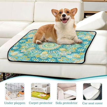 Qilmy Mandala Pet Mat, Waterproof Reusable Dog Training Pad Anti-Slip Pet Creat Pad for Small Medium Large Dogs and Cats - size: Smallx3