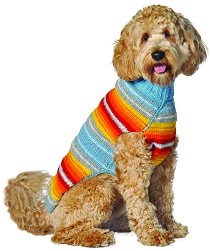Chilly Dog Turq Serape Dog Sweater (XX-Small) - color: Blue, size: XX-Small