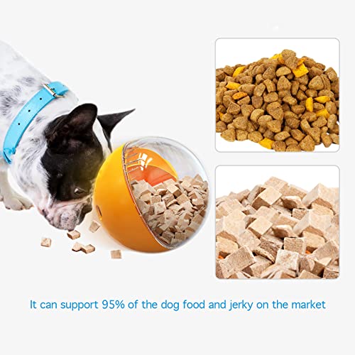 Dog Treat Ball, Interactive Squeaky Mental Stimulation Toys, Slow Feeder Puzzle Toys for Medium/Large Dog Breeds - color: orange