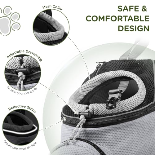 BONTHEE Pet Dog Backpack Carrier Small Pet Front Backpack,Ventilated Mesh Dog Travel Back Pack with Sturdy PE Bottom Support, Chest Buckle for Small Dogs & Cats, Outdoor Hiking for Pets Up to 10 lbs