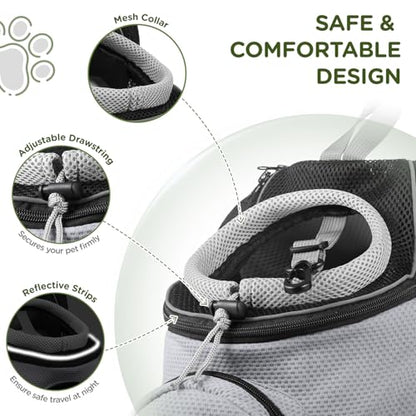 BONTHEE Pet Dog Backpack Carrier Small Pet Front Backpack,Ventilated Mesh Dog Travel Back Pack with Sturdy PE Bottom Support, Chest Buckle for Small Dogs & Cats, Outdoor Hiking for Pets Up to 10 lbs
