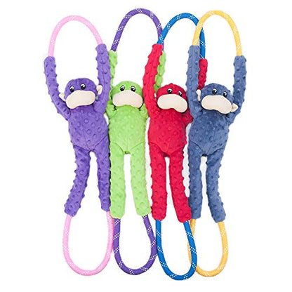 ZippyPaws RopeTugz - Durable Dog Pull Rope Toy, Interactive Tug of War for Large, Medium, & Small Dogs, Squeaky Pet Products to Keep Them Busy, Made with Heavy Duty Climbing Rope - Red Monkey - color: Red, size: 28 x 5 x 5 in