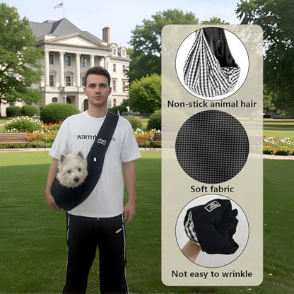 Dog Slings for Small Dogs,Soft and Breathable Waffle Fabric,Puppy Essentials,Reversible Dog Sling with Organizer Pocket,Suitable for Small Dogs and Cats,Black - color: black