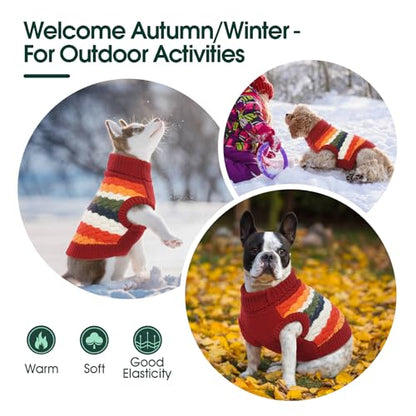 Kuoser Dog Sweater, Large Sweaters for Dogs Doggy Turtleneck Christmas Thanksgiving Outfit, Thick Warm Knitted Dog Winter Vest Puppy Fall Sweater, Pet Cold Weather Sweatshirt Warm Clothes, Red L - color: Red, size: Large (Chest: 18.9''; Weight: 13 - 16LB)