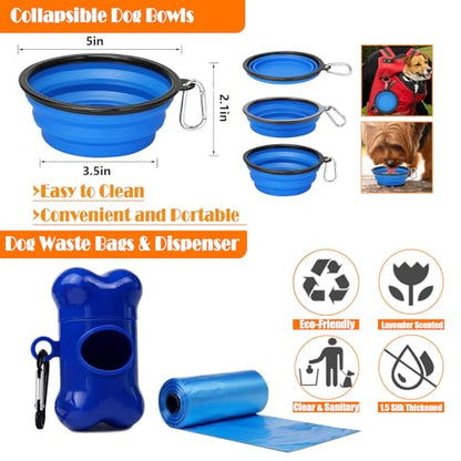 LOBEVE No Pull Dog Harness, Collar & Leash Set | Includes Dog Seat Belt, Collapsible Bowls & Poop Bag Dispenser. Ideal for Training, Walking, Hiking. Fits Small to Large Dogs(Blue-S) - color: Blue, size: Small
