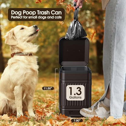 CEROELDA Small Trash Can with Lid-5L/1.3 Gal,Stainless Steel Outdoor Dog Poop Garbage Can-Farmhouse Retro Metal Waste Bin w/Step Pedal for Bathroom Bedroom Office-Soft Close-Brown - color: Brown