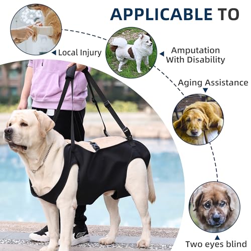 Dog Lift Harness,Full Body Dog Sling Carrier with Handle,Total Body Support for Dogs,Pet Dog Leg Support Sling Adjustable Retractable Breathable Lift Harness (S) - size: S