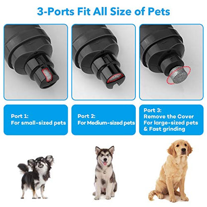 Casfuy Dog Nail Grinder with 2 LED Light - New Version 2-Speed Powerful Electric Pet Nail Trimmer Professional Quiet Painless Paws Grooming & Smoothing for Small Medium Large Dogs and Cats (Grey) - color: C-Grey