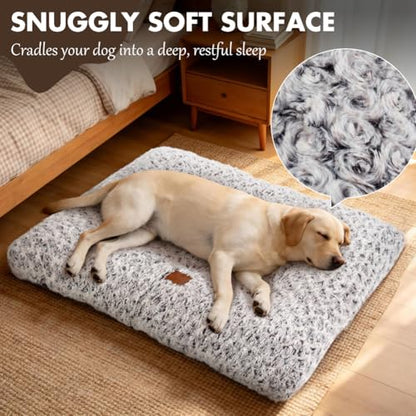 Dog Bed Crate Pad - Rosette Pattern White Velvet Pet Bed Anti-Slip Comfy Kennel Pad for Crates Rosette Brown S - color: Rosette Pattern Brown, size: Small 24"x18"