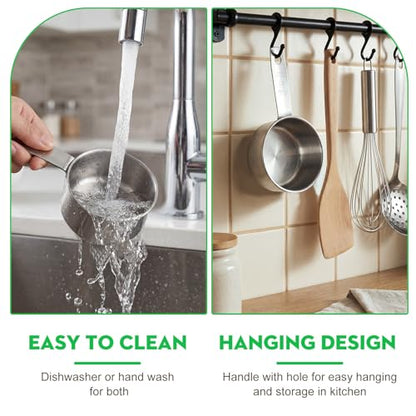 4Pcs 1/4 Cup Measuring Cup,Stainless Steel Measure Scoop Metal Scoops for Wet and Dry Ingredients, Great Kitchen Gadgets for Cooking(1/4 Cup) - size: 1/4 Cup