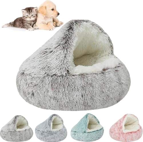 Cozy Cocoon Dog Bed, Cuddle Dog Bed for Dogs Medium Large, Fluffy Covered Hooded Cozy Burrow Puppy Beds, Hooded Cozy Bed for Dogs (A, S(40cm)) - color: A, size: S(40cm)