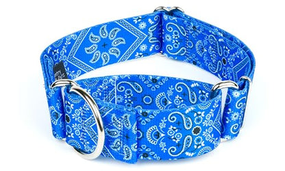 Country Brook Petz - HossFit Jr Wide Martingale Dog Collar - Country and Western Collection Featuring Rustic Designs (Blue Bandana, Large) - color: Blue Bandana, size: Large (Pack of 1)