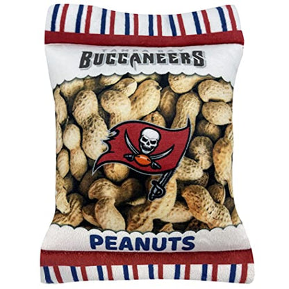 NFL Tampa Bay Buccaneers Crinkle FINE Plush Dog & CAT Squeak Toy - Cutest Stadium Peanuts Snack Plush Toy for Dogs & Cats with Inner Squeaker & Beautiful Baseball Team Name/Logo - color: Tampa Bay Buccaneers, style: STADIUM PEANUTS SNACK