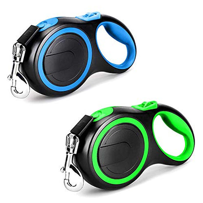 Segarty 2Packs Retractable Dog Leash, 26 Ft, Up to 110 Lbs, 1 Button Break & Lock, 360 Tangle-Free, Heavy Duty Long Dog Lead for Training Walking