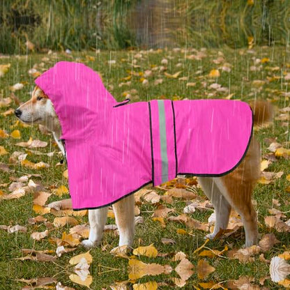 Reflective Dog Rain Coat - Waterproof Adjustable Pet Rain Jacket, Lightweight Dog Hooded Poncho Raincoat for Small to X- Large Dogs and Puppies (Pink, Large) - color: Pink, size: Large