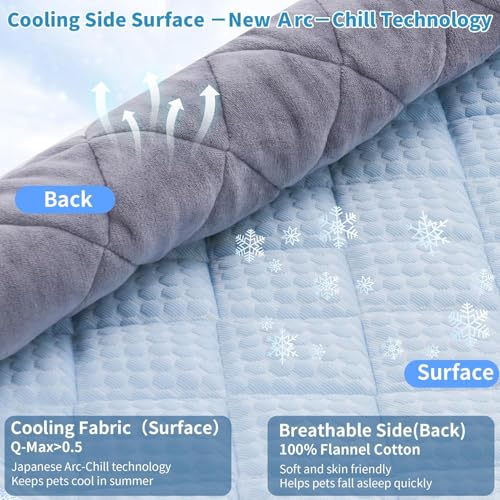 Cooling Mat for Large Dogs, 35.4"x 23.6" Thick & Durable Dog Cooling Mat, Q-MAX>0.45, Double-Sided Cooling Pet Pad, Portable & Washable Dog Cooling Mat for Crate, Couch & Car - size: Large - 35.4 x 23.6 Inch