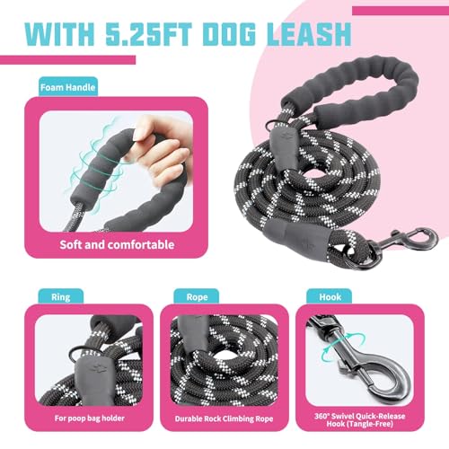 AUROTH Dog Harness and Leash Set, Soft Padded Service Dog Vest with 5.25FT Dog Leash, No Choke, Easy On Pet Vest, Adjustable Reflective No Pull Dog Harness Small Sized Dog, Easy Walking and Training - color: Rose Red, size: Small