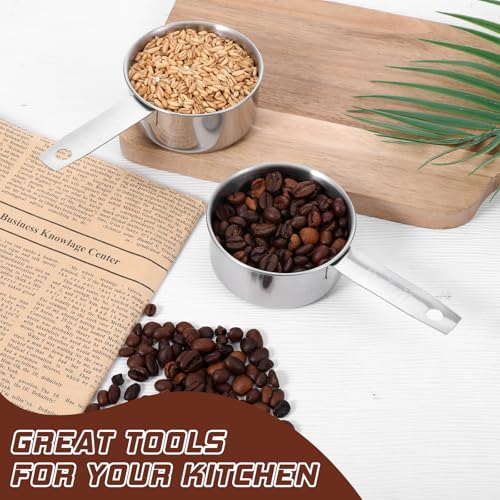 1/2 Cup Stainless Steel Measuring Cup, 2 Pcs (125 ml, 125 cc, 4 oz) Dog Food Scoop 1/2 Cup Scoop Half Metal Measuring Scoops for Feeding Pet, Wet and Dry Ingredients, Kitchen Cooking, Dishwasher Safe - size: 1/2 Cup