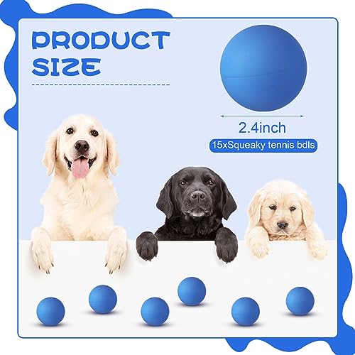 Hiboom 15 Pack Natural Rubber Tennis Balls for Dogs Catching Pet Dog Balls for Fetch Training 2.4 Inch Interactive High Bounce and Floatable pet Toy for Park Beach Gift(Blue) - color: Blue