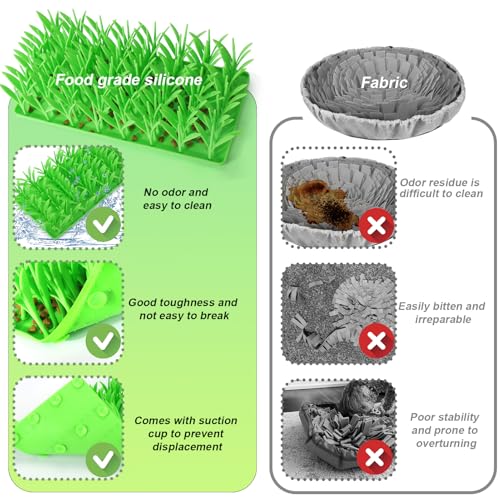 Palksky Silicone Grass Mat for Cats, Slow Food Cat Grass Mat for Indoor Cats, Foraging Snuffle Mat for Dog/Cat, Interactive Enrichment Cat Mat, green