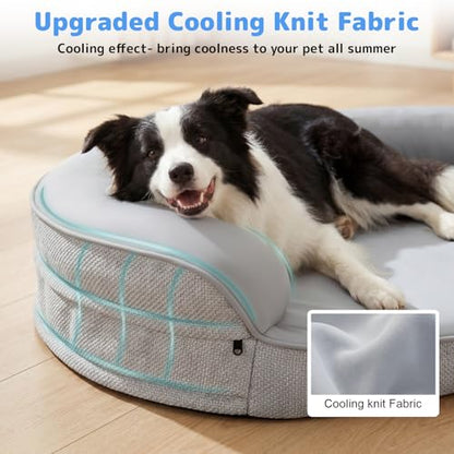 iweepet Cooling Orthopedic Dog Beds for Small & Medium Dogs, Q-MAX >0.5 Waterproof Dog Sofa Bed with Supportive 28D Egg-Crate Foam, Removable Washable Cover for Senior, Arthritis Dog - size: M:36.0"Lx27.5"Wx7.1"H