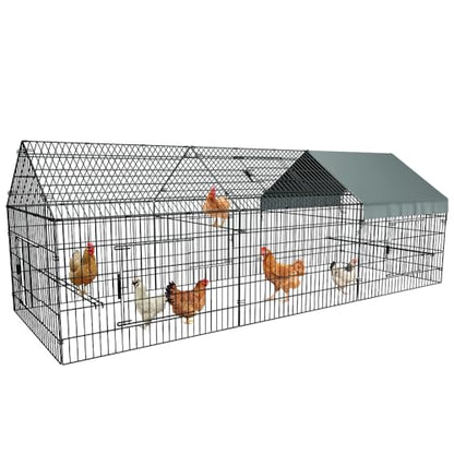 PawGiant Chicken Coop, Chicken Run Pen for Yard with Cover Outdoor Metal Portable Chicken Tractor Cage Enclosure Crate Outside for Small Animals Duck Rabbit Hen 130"×40"×40" - size: 130.0"L x 40.0"W x 40.0"H