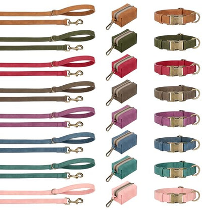 Didog Stylish Dog Poop Bag Holder for Leash, Easy-Pull and Colorful PU Leather Dog Poop Bag Dispenser with Metal Clip, Includes 1 Roll Pet Waste Bag for Daily Walking,Purple - color: Purple
