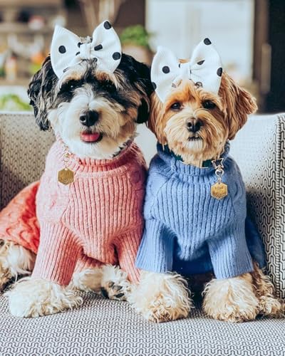 Blueberry Pet Classic Knit Dog Sweater, Pullover Crew-Neck Christmas Style in Pink, Back Length 14”, Cozy Winter Wear - color: Rainbow Pink, Crew-neck, size: 14 inch