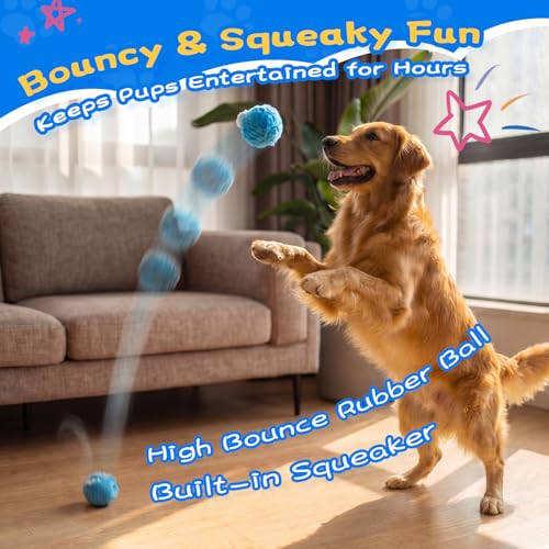 lilfrd Squeaky Dog Chew Toys, Spiky Bouncy Rubber Dog Toy Balls, Plush Toy for Small Medium Dogs, Teeth Cleaning - style: Spiky Toy