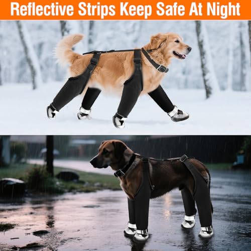 Dog Suspender Boots, Waterproof Dog Rain Boots, Puppy Snow Shoes for Winter, Anti Dirt Pants with Shoes, Adjustable Suspender Pants for Outdoor Walking & Paw Protectors - size: 8